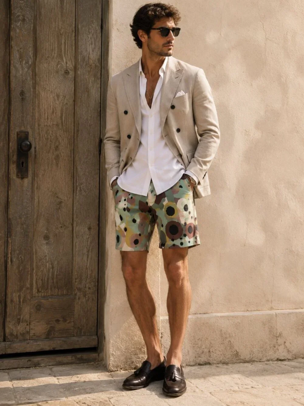Costumein Geometric Print Bermuda Shorts Sage Green Size 34 Made in Italy